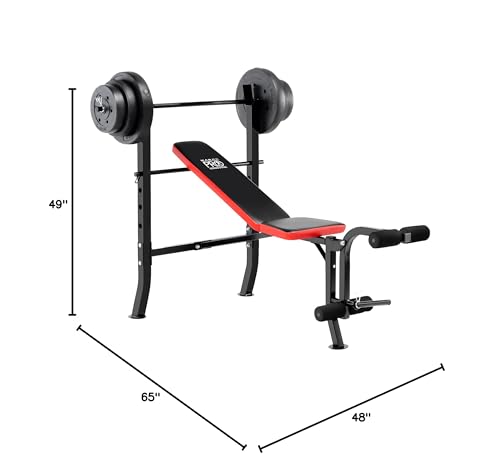 Standard Weight Bench with 100 lbs Vinyl-Coated Weight Set PM-2084, Flat