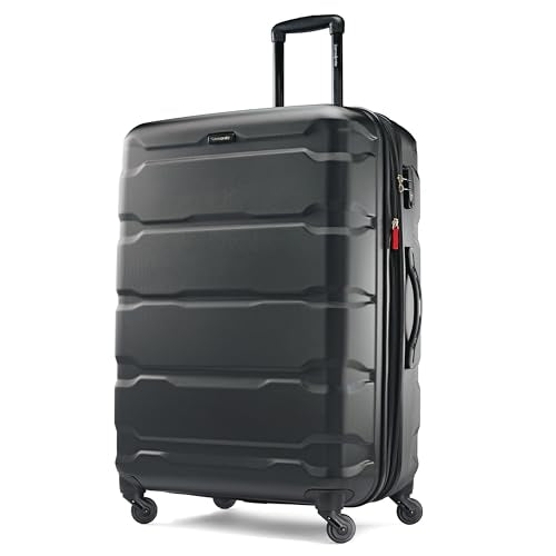 Samsonite Omni PC Hardside Expandable Luggage with Spinner Wheels, Checked-Large 28-Inch, Black