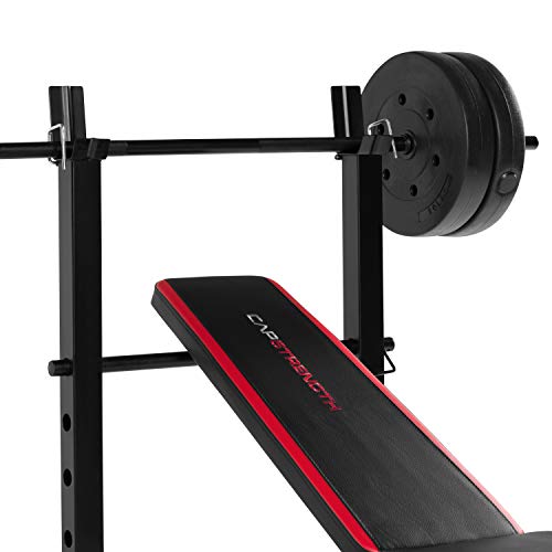 CAP Strength Standard Bench with 100 lb Weight Set, Leg Developer, Flat