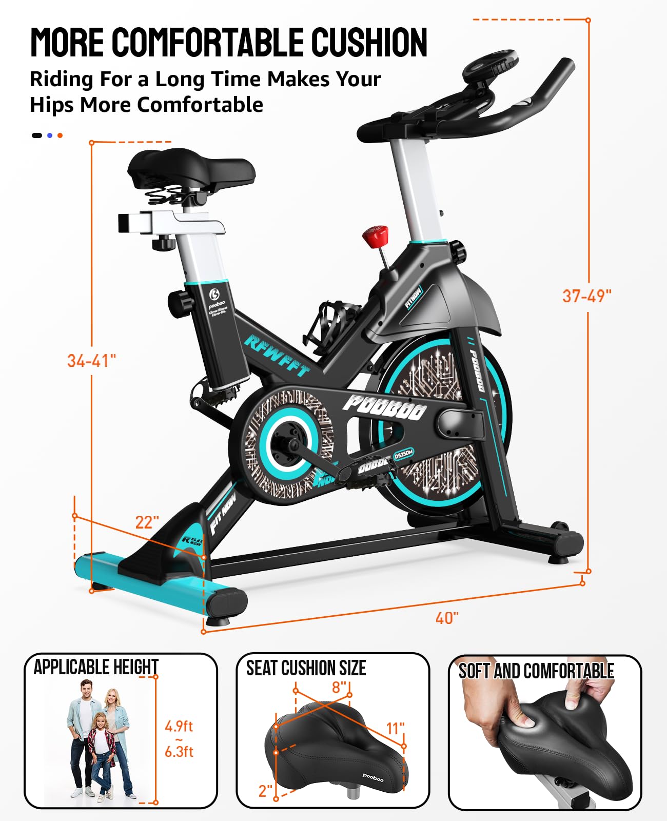 Exercise Bike Adjustable Resistance Cardio Workout Indoor Fitness Bike w/LCD Monitor Adjustable Seat Straps Foot Pads Home Office Fitness Training Workout