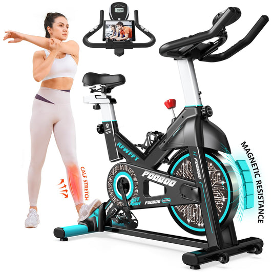 Exercise Bike Adjustable Resistance Cardio Workout Indoor Fitness Bike w/LCD Monitor Adjustable Seat Straps Foot Pads Home Office Fitness Training Workout