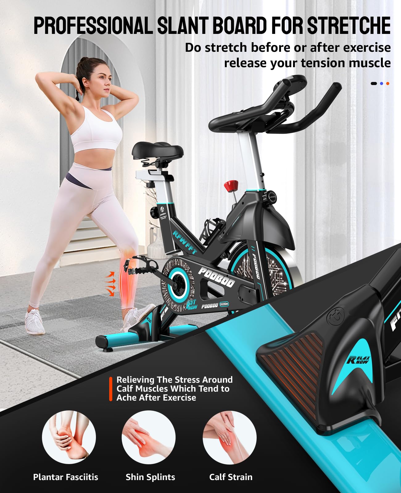 Exercise Bike Adjustable Resistance Cardio Workout Indoor Fitness Bike w/LCD Monitor Adjustable Seat Straps Foot Pads Home Office Fitness Training Workout